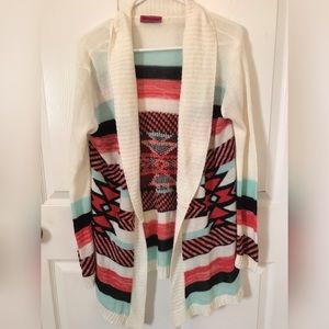 Multi Stripe Pull On Cardigan Medium