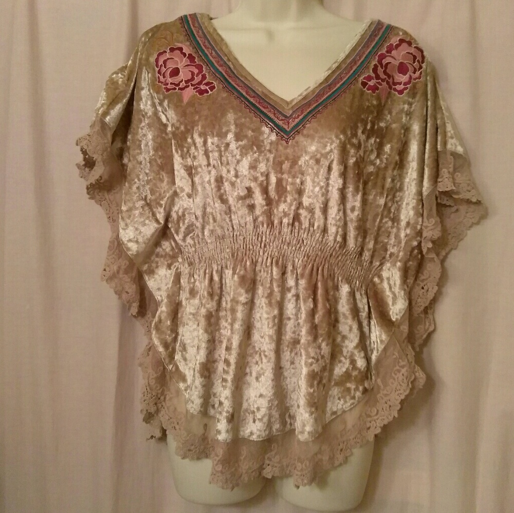 Crushed Velvet Taupe Top