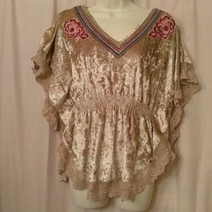 Crushed Velvet Taupe Top