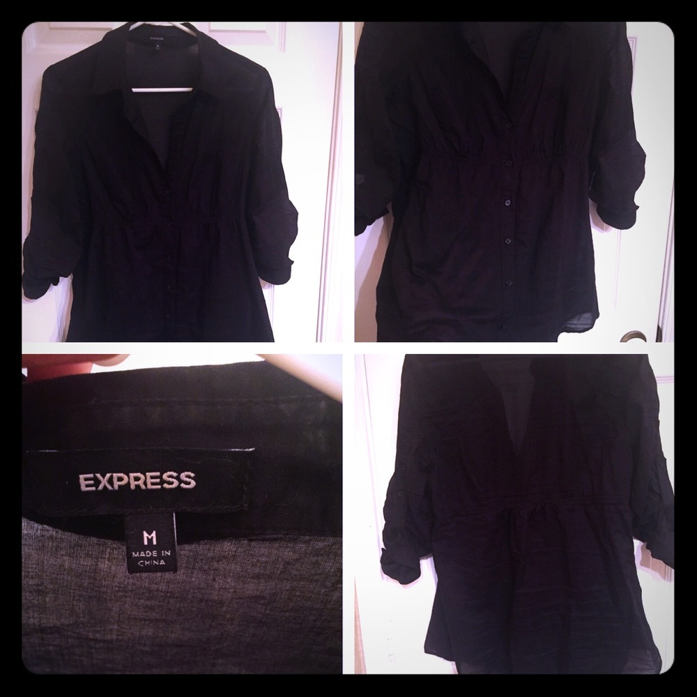 Express black quarter length sleeve top