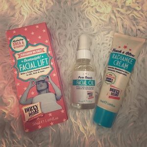 Dirty Works overnight face lift, facial oil, cream