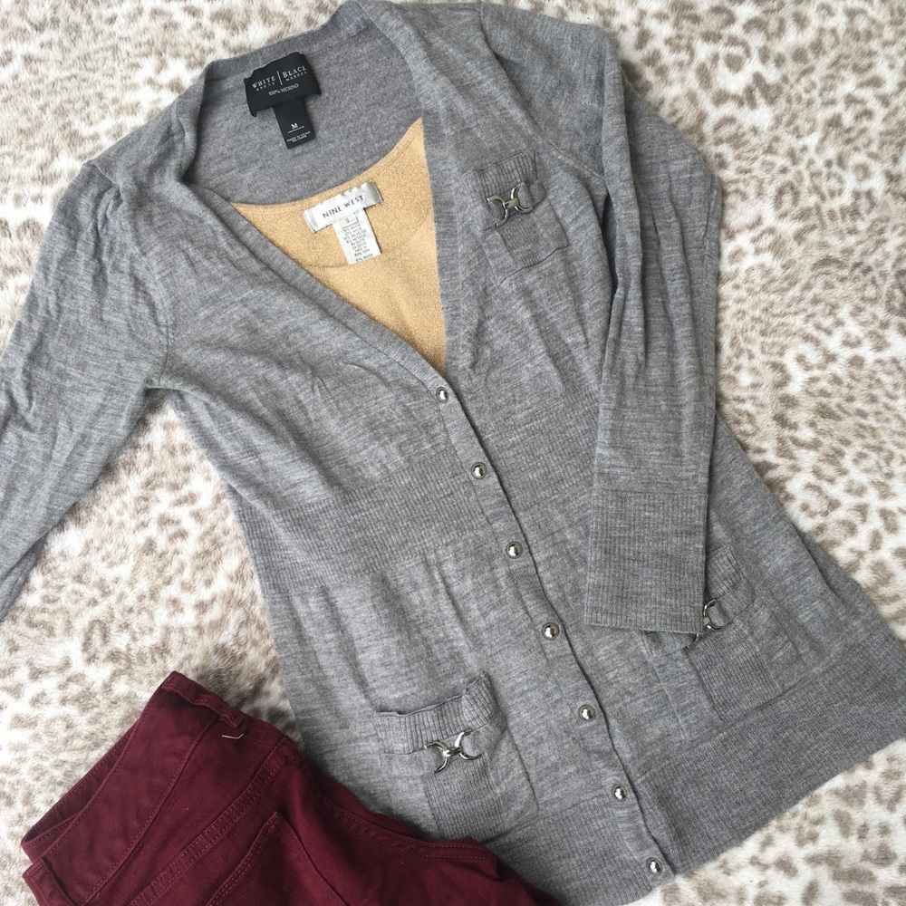 White House Black Market 100% Merino Wool Cardigan