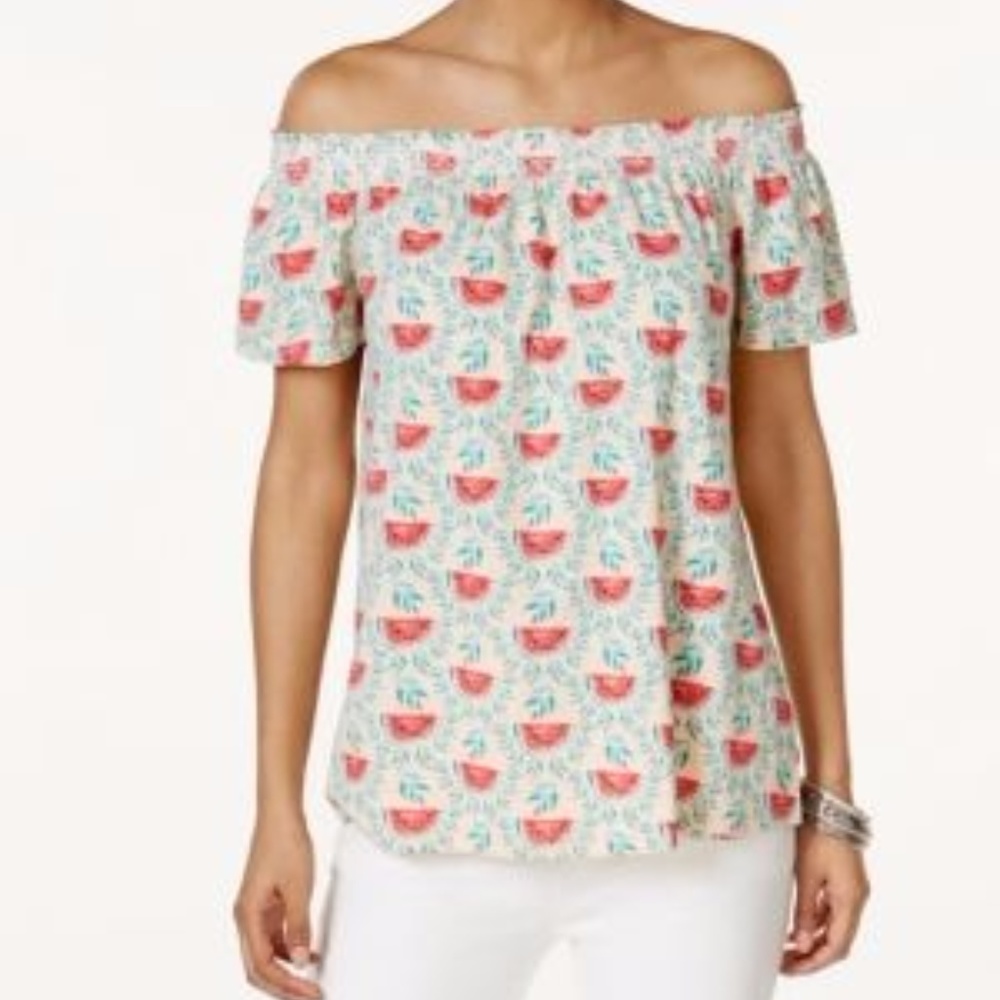 Style & Co Off-the-Shoulder Watermelon Print Top