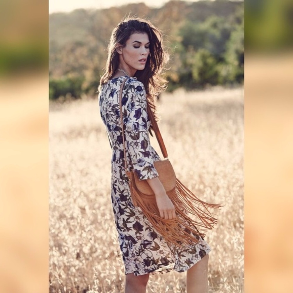 Topshop Autumn Floral Print Tie-Side Dress