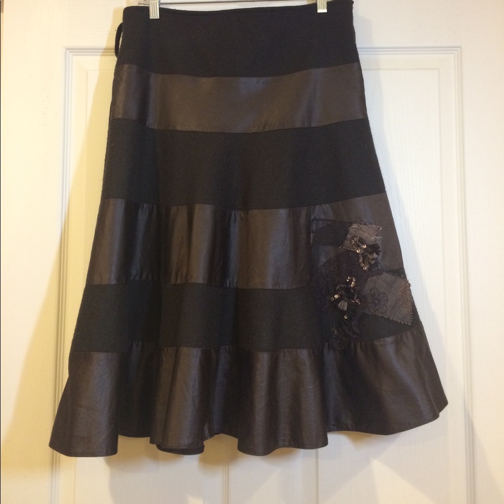 Brown Mixed Media Skirt