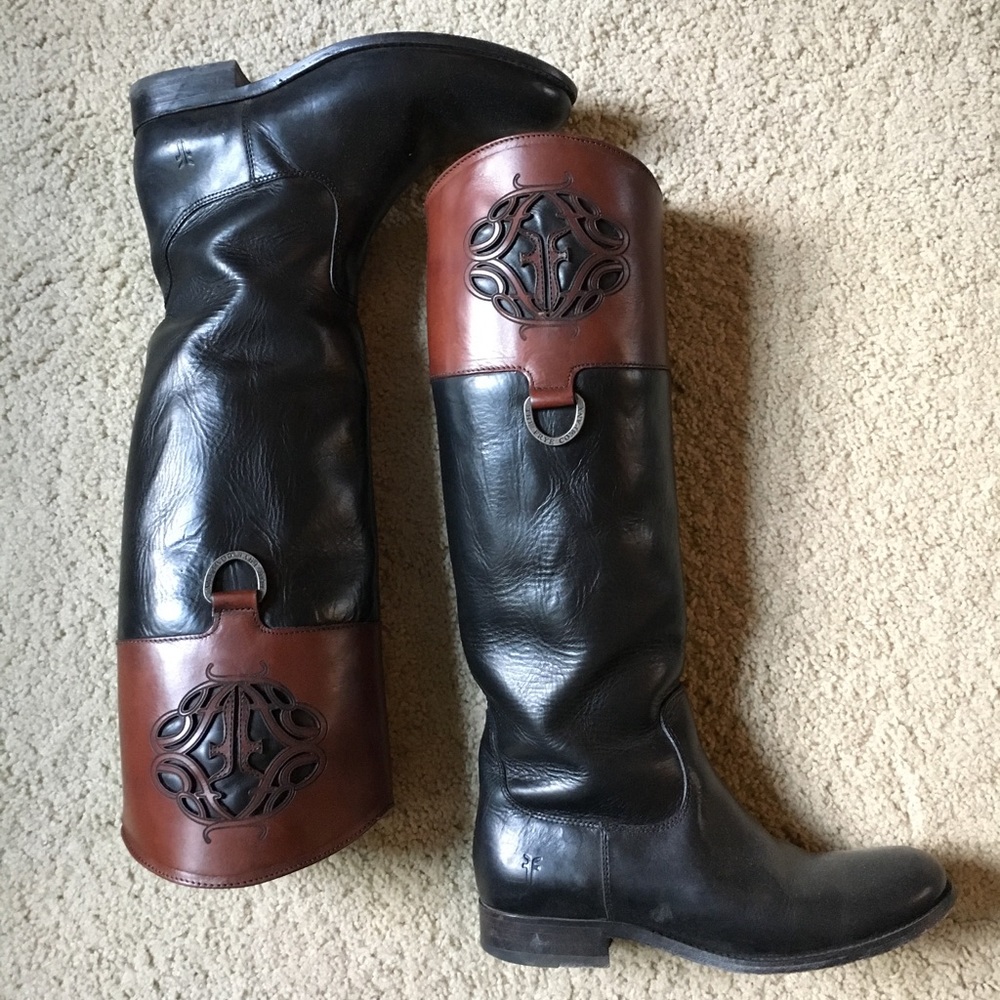 Frye Melissa Logo Boot 7.5 Laser Etched Logo