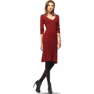 Max Studio V-Neck Ribbed Sweater Dress