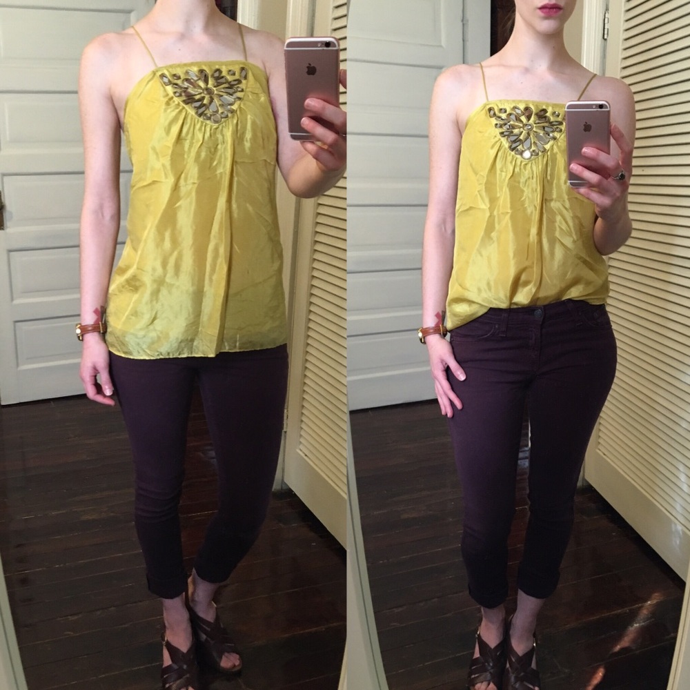 NWOT Milly of NY silk dressy embellished tank