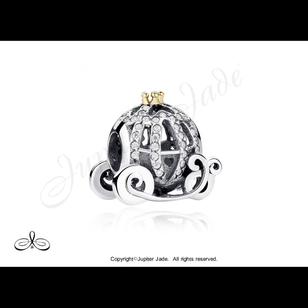 FREE S/H  925 Silver Princess carriage bracelet charm - Fits Pandora