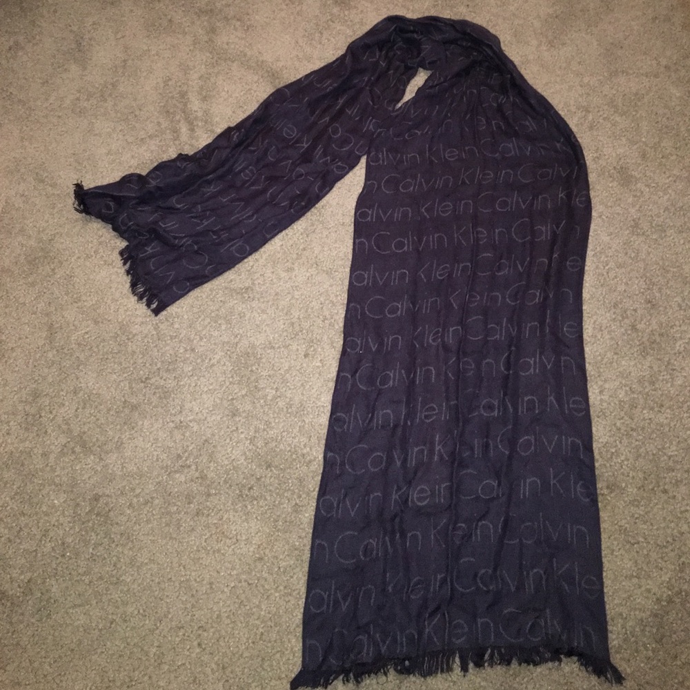 Navy Blue Calvin Klein print scarf