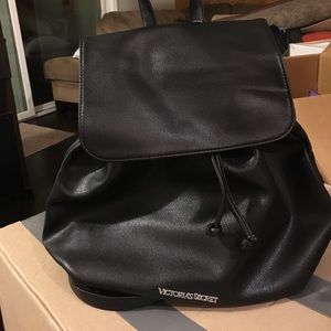 Victoria Secret Black Leather Backpack