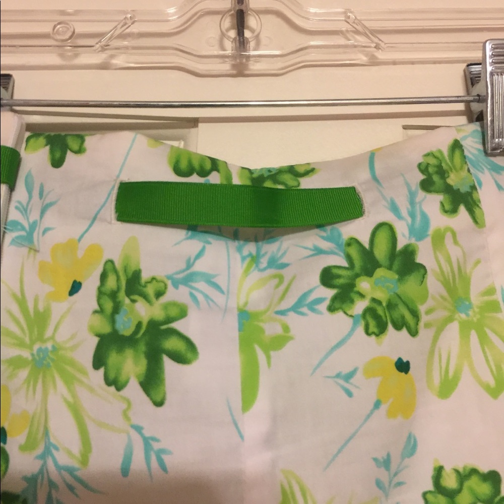 Green and white floral skirt