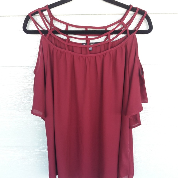 HeartSoul Tops - Plus Size Cold Shoulder Blouse