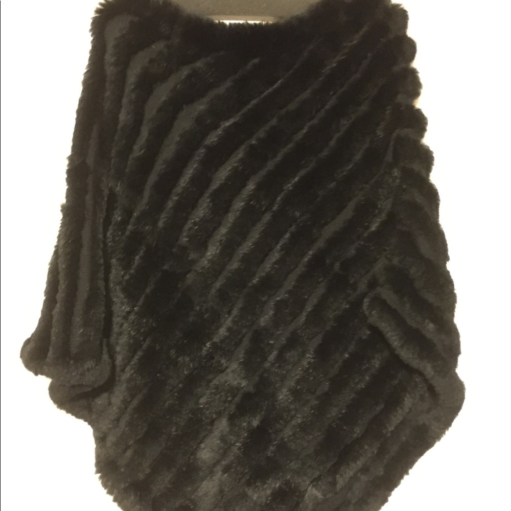 Faux mink poncho