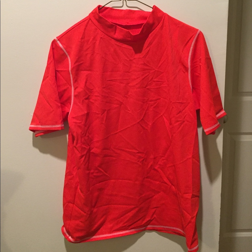 Lands End red swim shirt