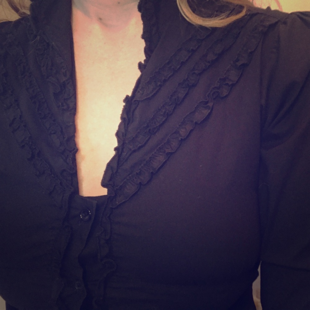 Ruffly Black Blouse