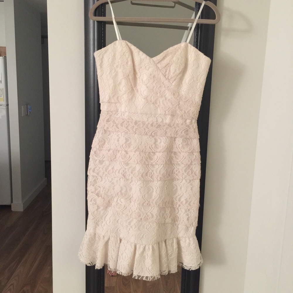 Jill Stuart Ivory Floral Lace Dress Strapless NWT