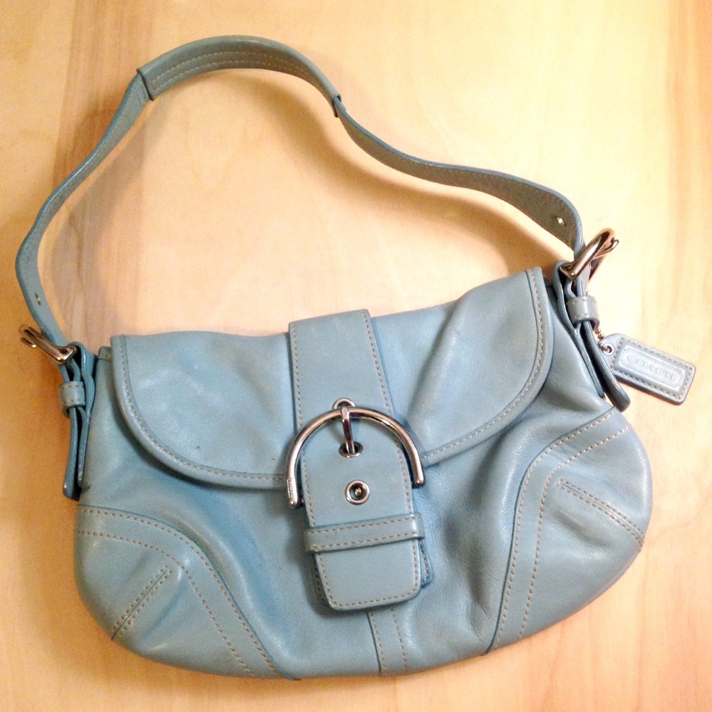 Coach Baby Blue Leather Shoulder Purse