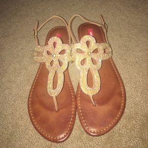 Women's iridescent stoned sandals size 9