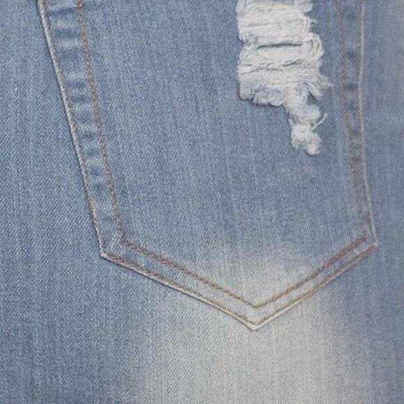 Distressed Torn Ripped Frayed Hem Denim Skirt NWT - Picture 4 of 5