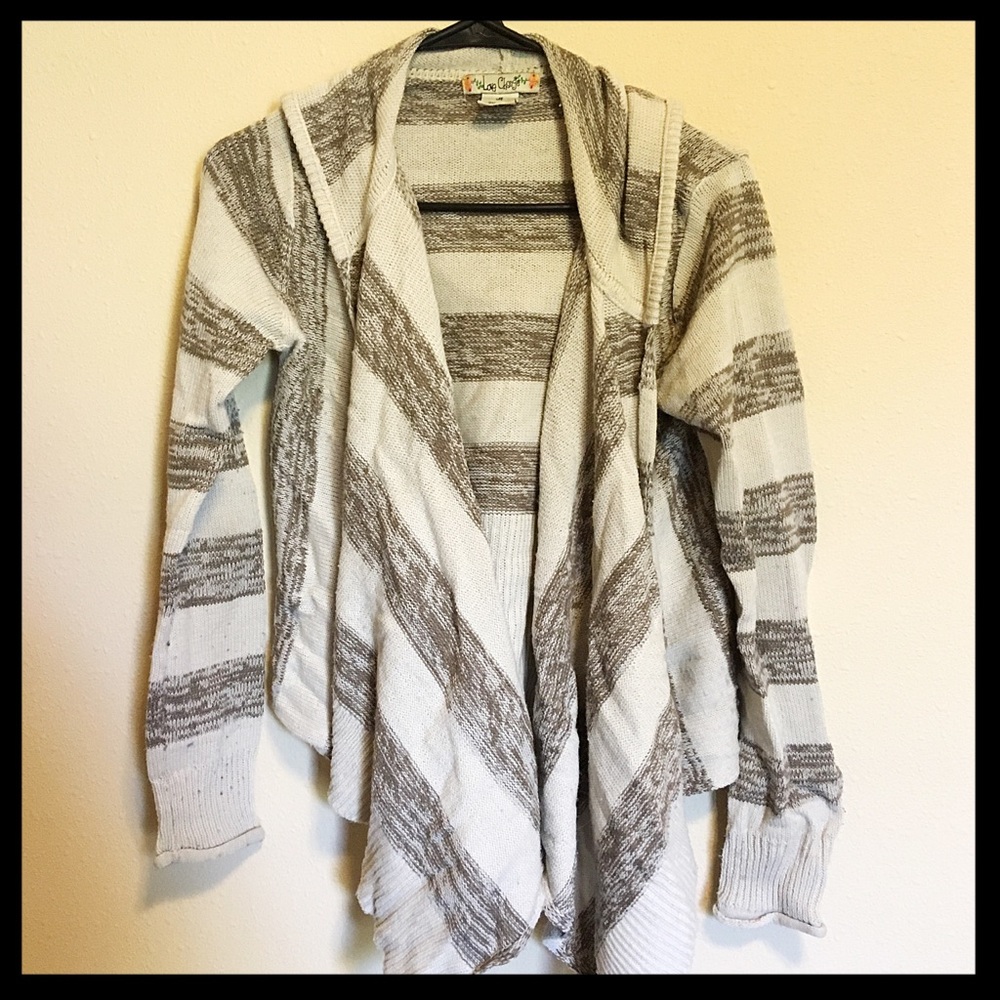 *HOST PICK* Tan/brown striped cardigan with hood