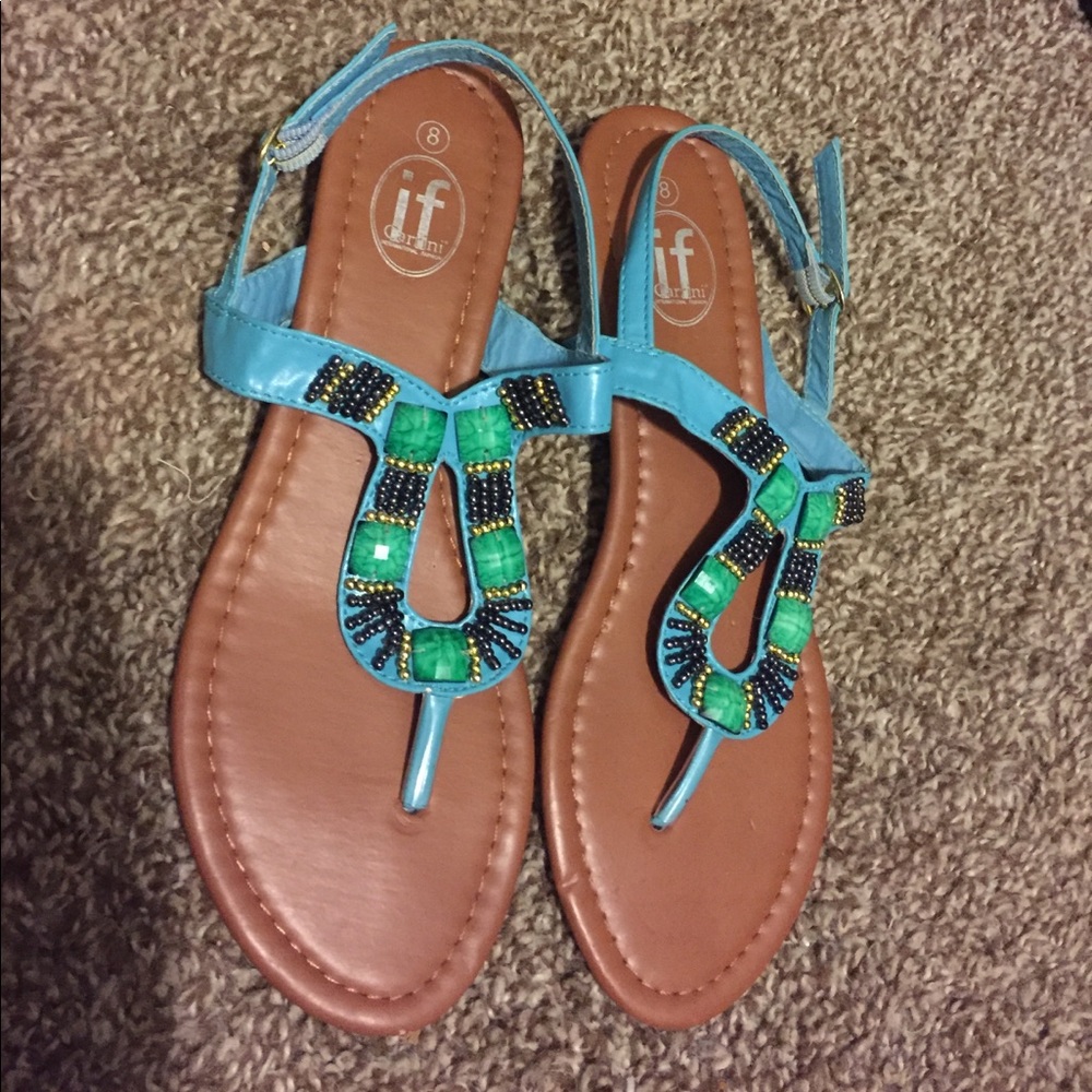 Turquoise beaded sandals