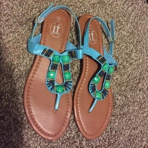 Turquoise beaded sandals