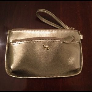 Emma Fox gold leather phone case / wristlet