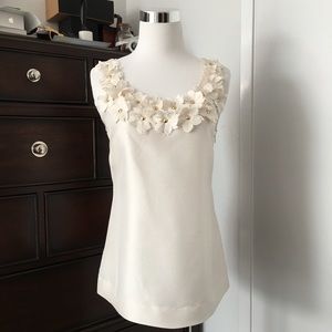 Kate Spade Ivory Silk Shantung 3D Flowers Top XS