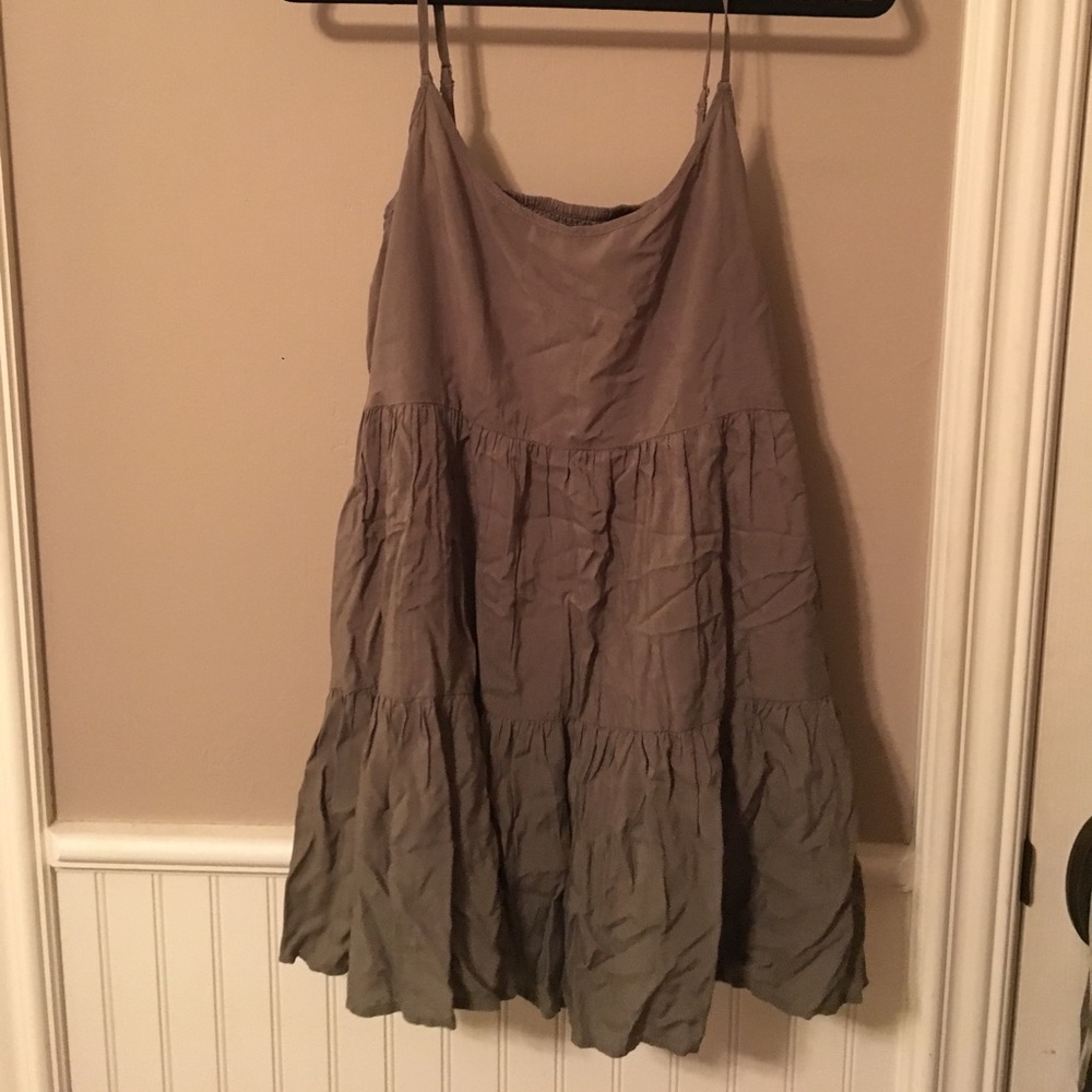 Olive green swing dress with open back