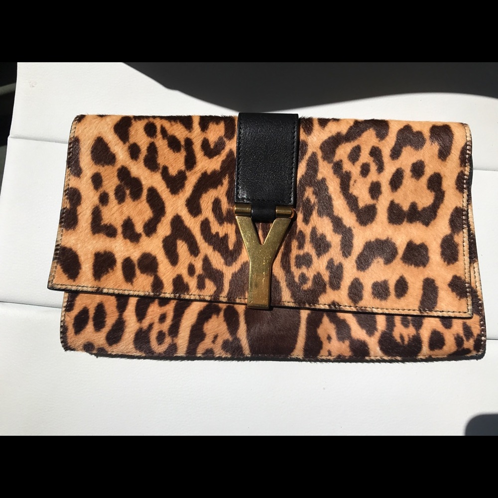 YSL leopard clutch