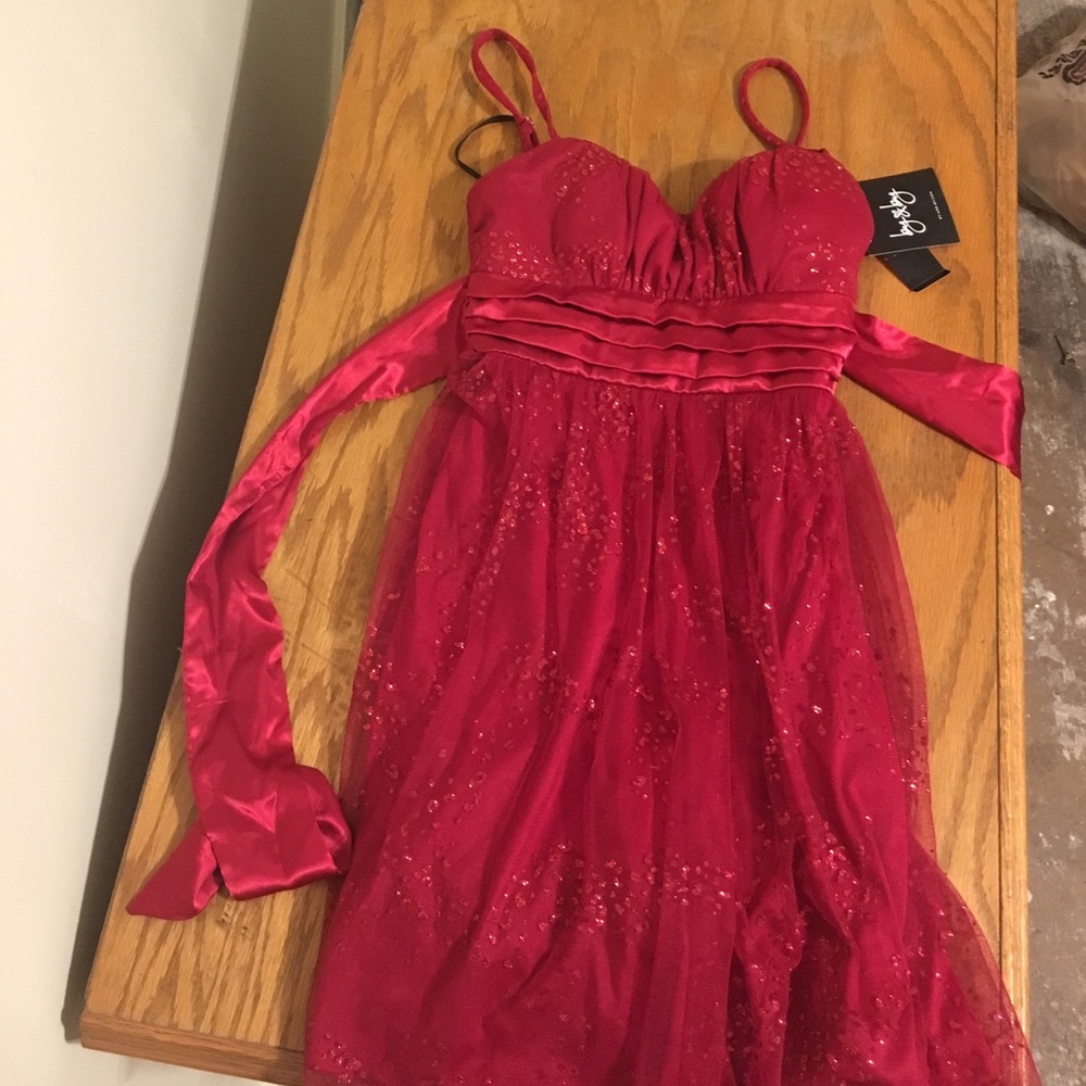 Red spaghetti strap dress