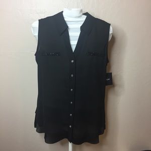 Alfani Petite Sheer Sleeveless Blouse