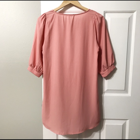 🎀Pink Shift Dress 3/4 sleeve small Everly Tobi - Picture 4 of 6