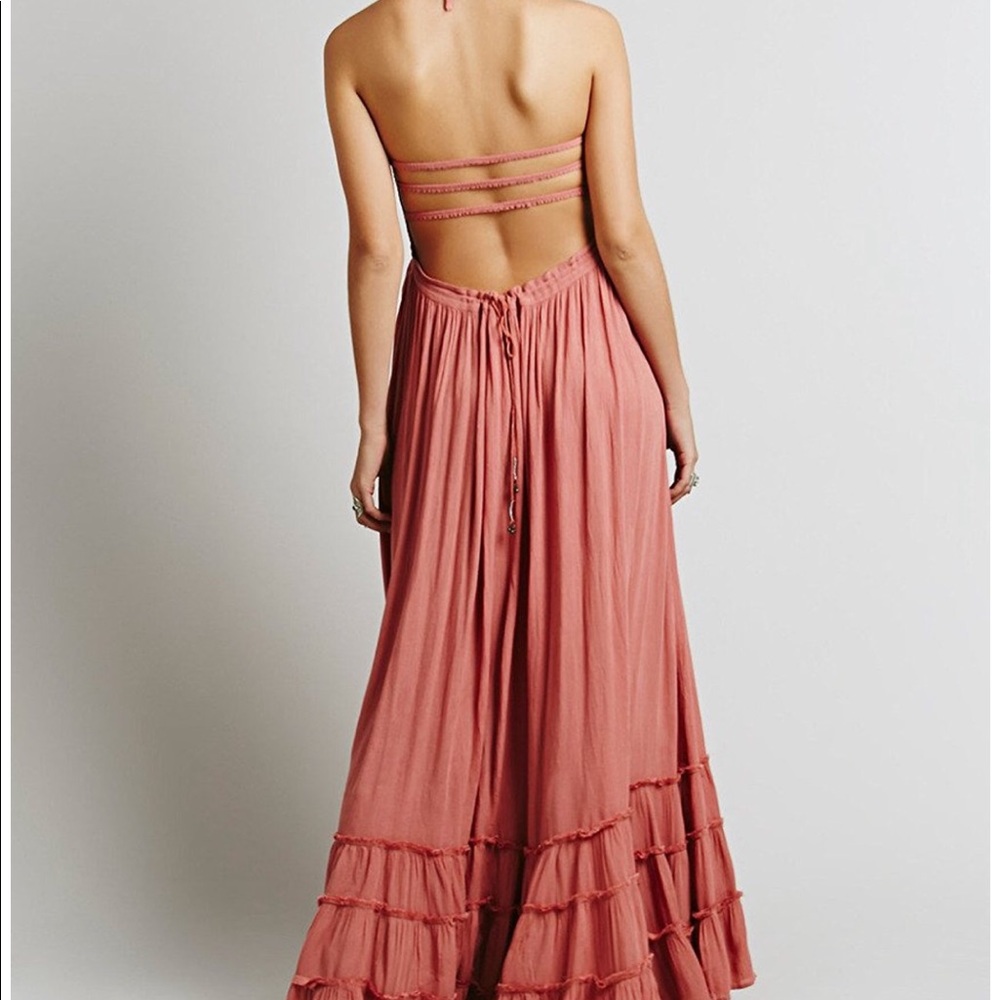 Beautiful coral backless boho dress