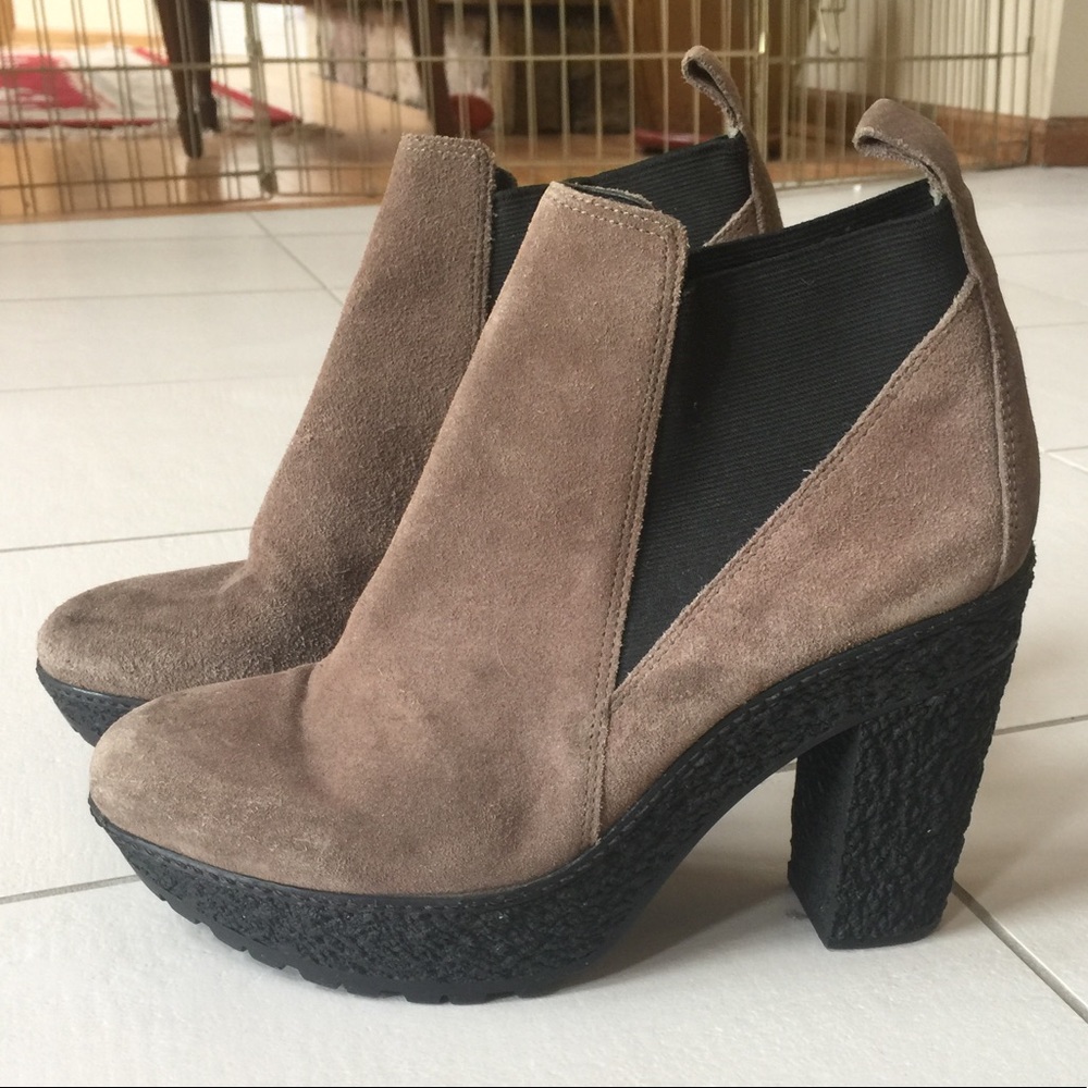 DVF Suede grey platform booties ankle boots chunky