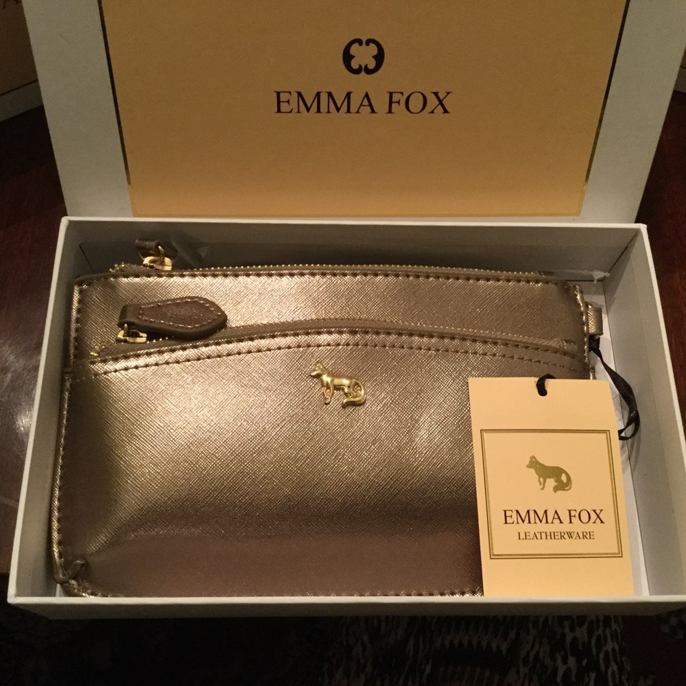 Emma Fox Gunmetal Leather Wristlet