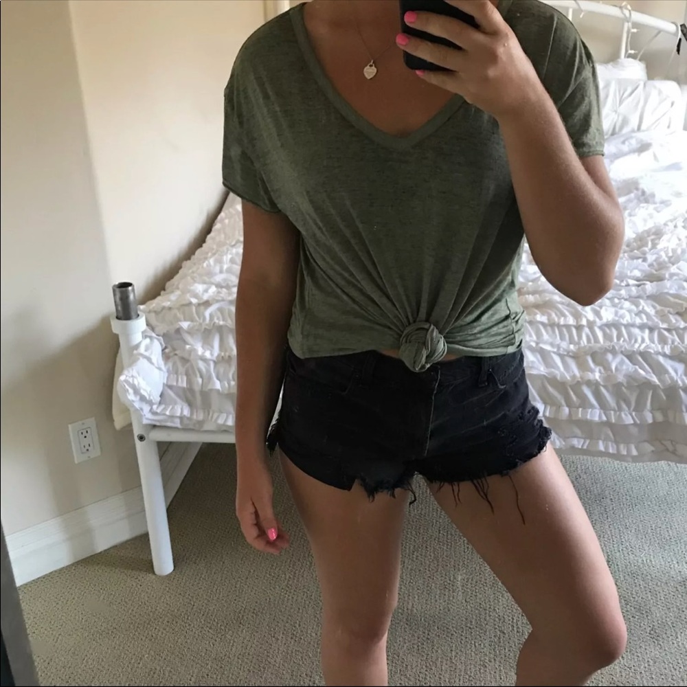 Aerie Real Soft Tee Army Green
