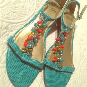 Mootsies Tootsies turquoise beaded sandals Sz 7.5