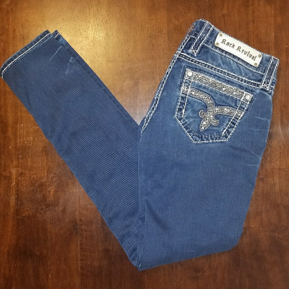 SOLD Women's Rock Revival Skinny Jeans Dark Rinse
