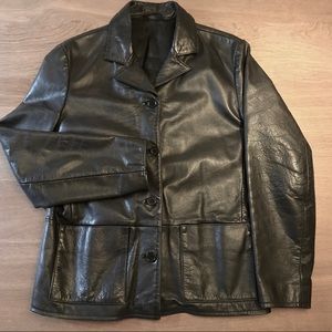 Black leather blazer jacket