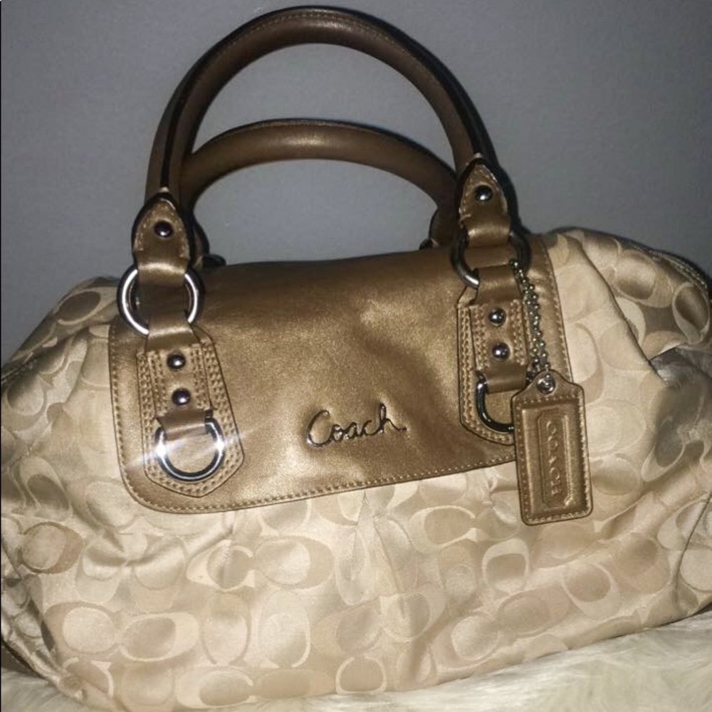 Large Coach Tan Leather Signature Satchel