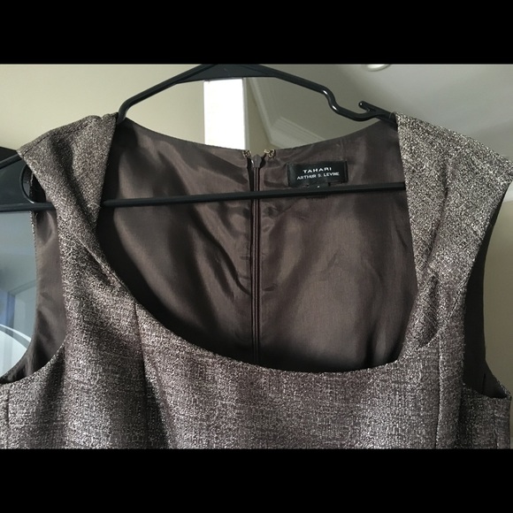 Tahari brown dress with sheen - Picture 3 of 6