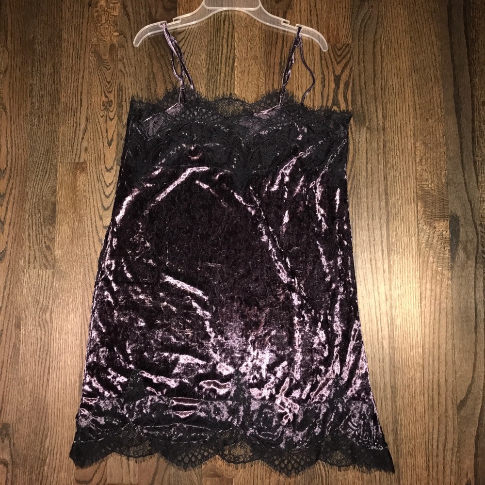 Purple velvet and lace dress