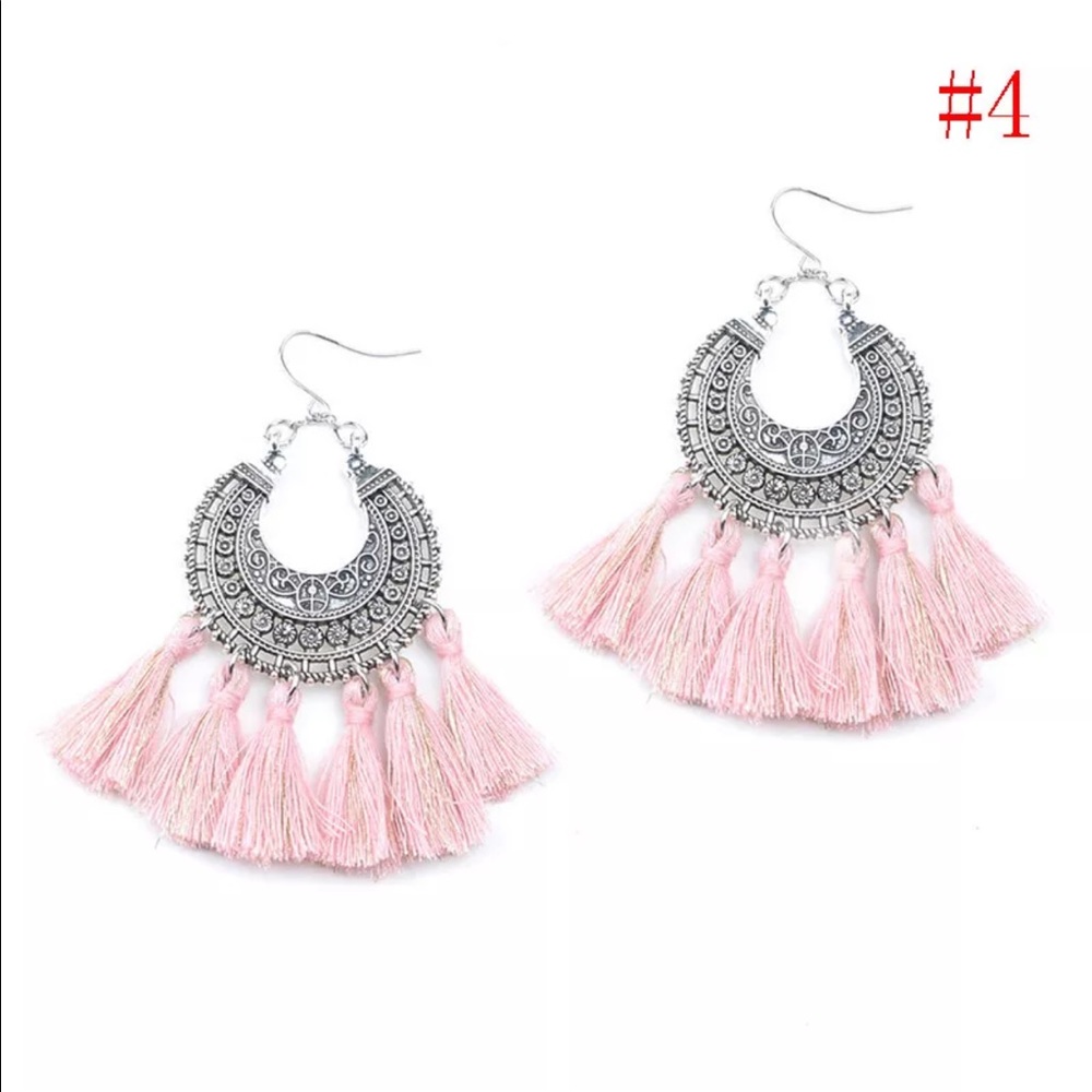 Pink tassel earrings