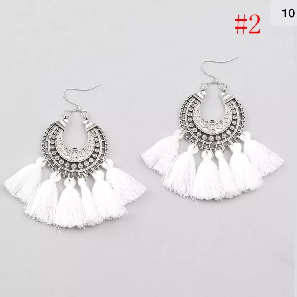 White tassel earrings
