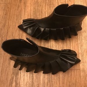 boohoo unique black ruffle boots