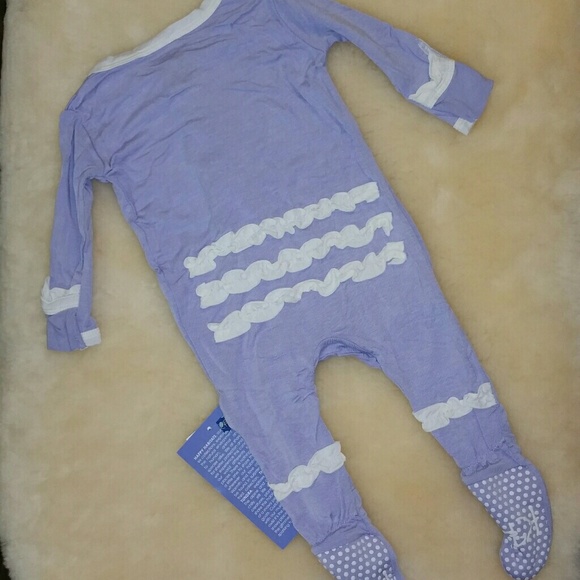 Kickee Pants Ruffle Footie - Lilac with Natural - Picture 2 of 2
