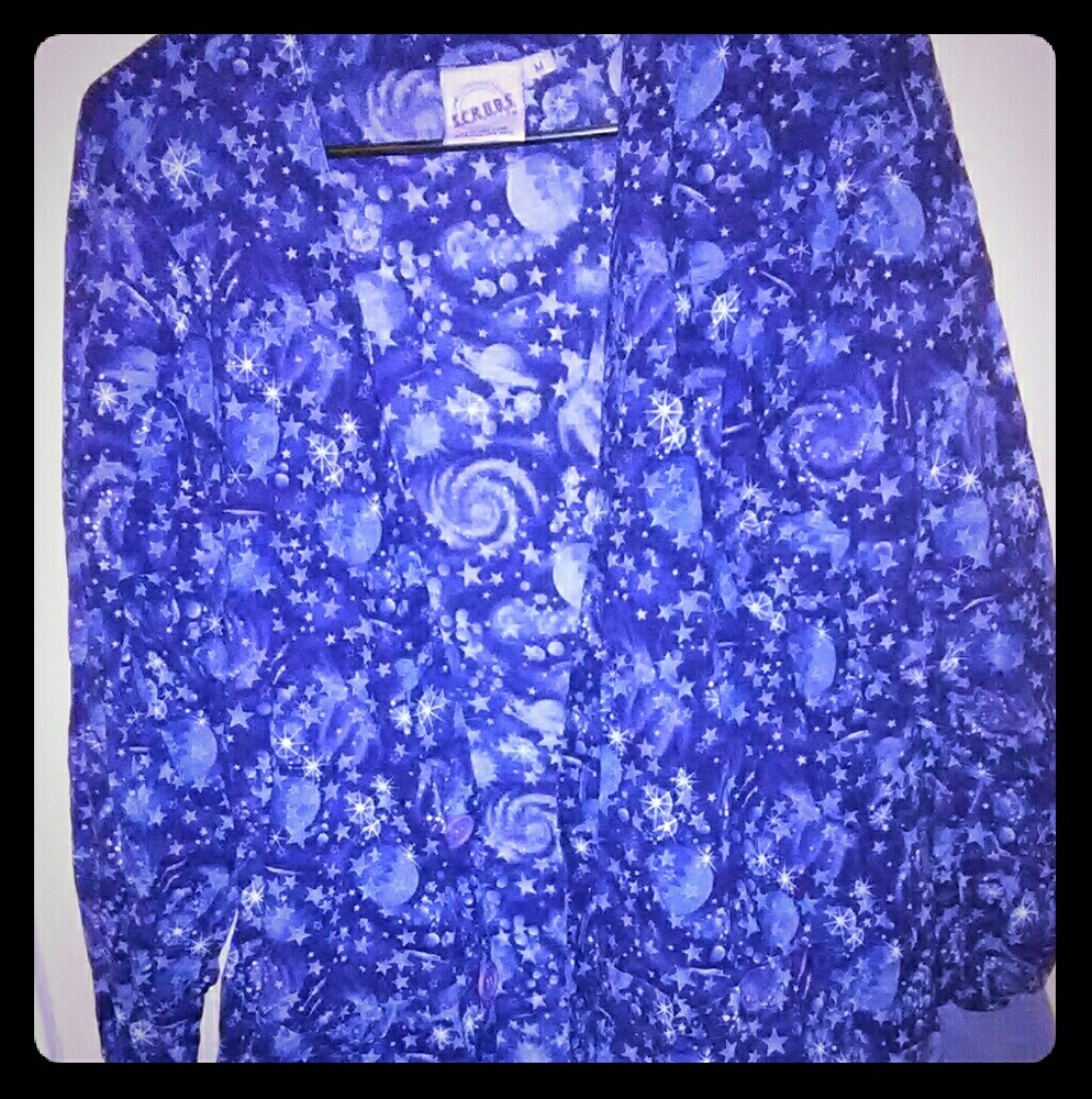 Blue outer space scrub jacket
