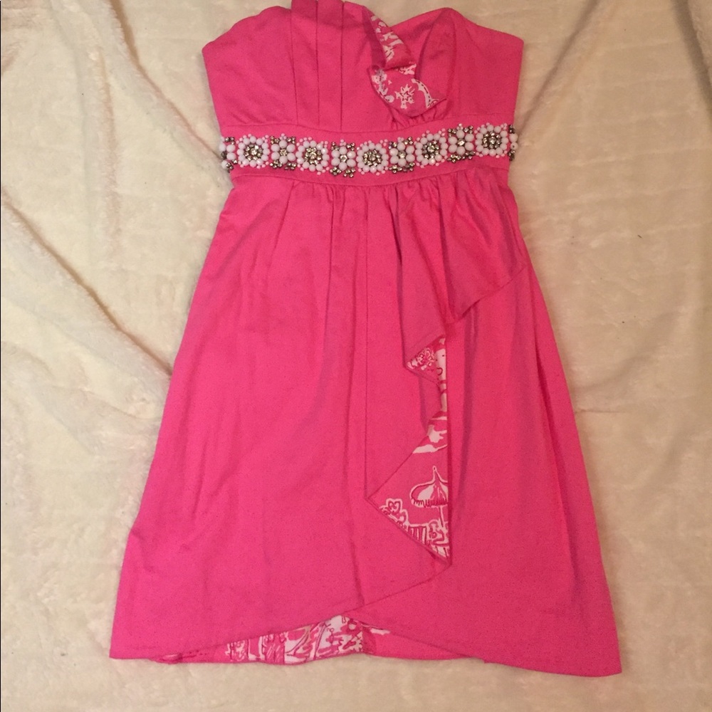 Pink strapless Lilly dress with beading